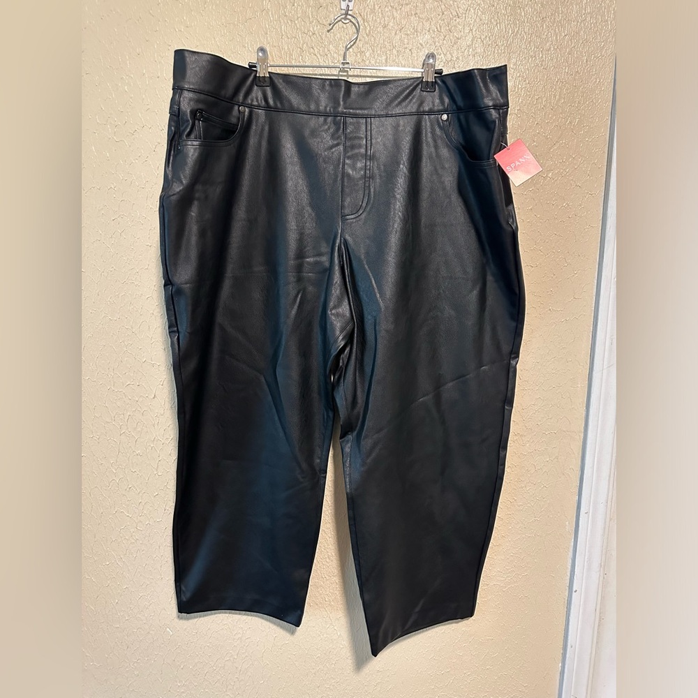SPANX Slim Straight Pant Faux Leather in Luxe Black Size‎ 3X